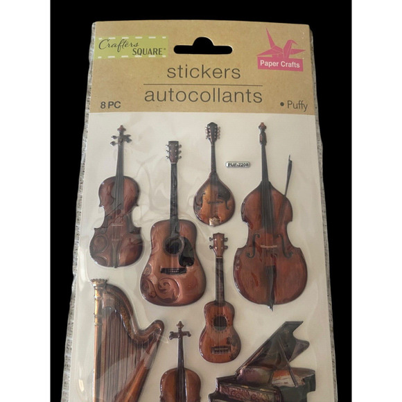 Crafters Square Puffy Stickers Set Lot 3 Pks Vintage Cameras Music Instruments - Picture 12 of 16